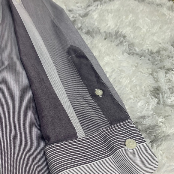 Perry Ellis Slim Fit Stripped Purple Button Down L - Picture 2 of 9